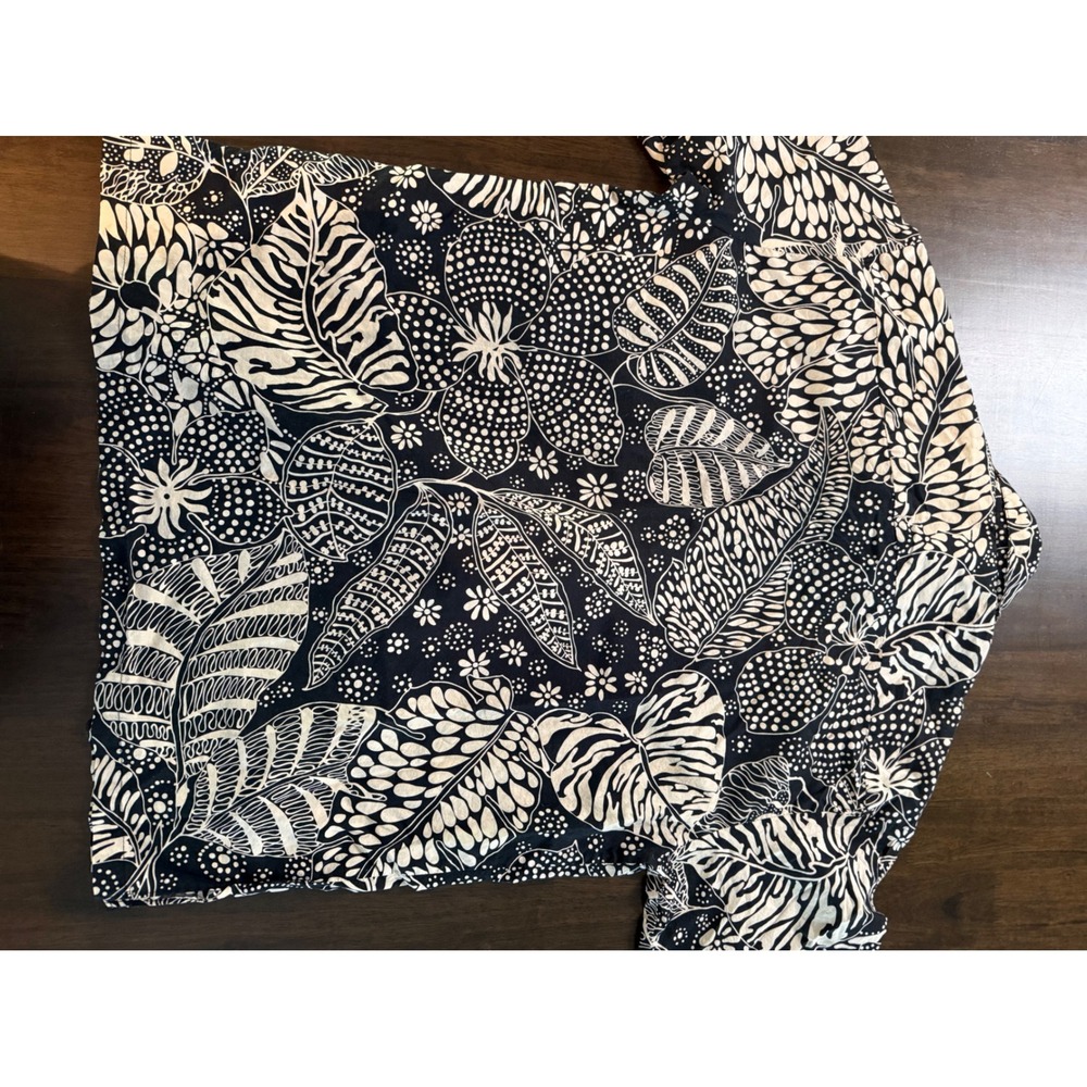 Tori Richard Honolulu Mens XL Cotton Lawn Black White Botanical Aloha Shirt - Picture 6 of 11